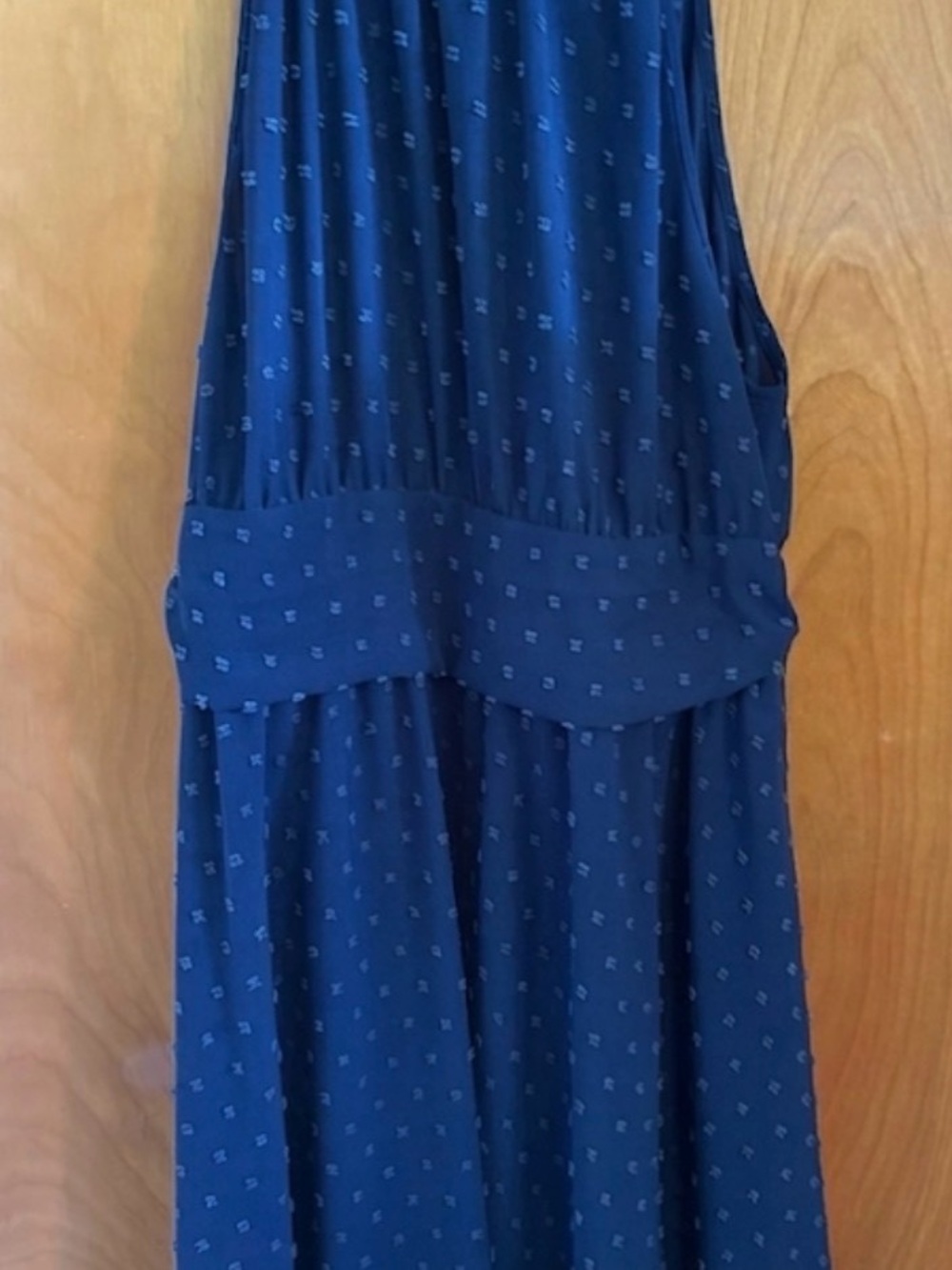 SHEIN Navy Blue Midi Dress with Subtle Dot Texture